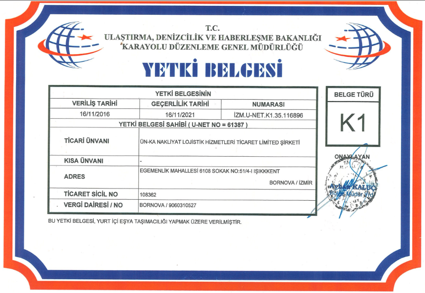 Yetki Belgesi K1